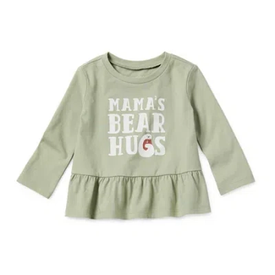 Okie Dokie Baby Girls Round Neck Long Sleeve T-shirt In Green
