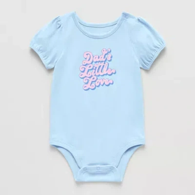 Okie Dokie Baby Girls Round Neck Short Sleeve Bodysuit In Blue