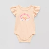 Okie Dokie Baby Girls Round Neck Short Sleeve Bodysuit In Orange