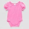 Okie Dokie Baby Girls Round Neck Short Sleeve Bodysuit In Pink