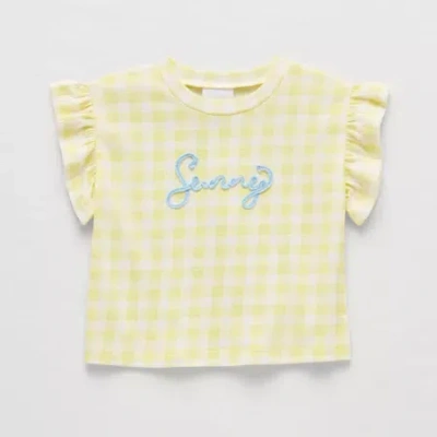 Okie Dokie Baby Girls Round Neck Short Sleeve Regular Fit Graphic T-shirt In Yellow