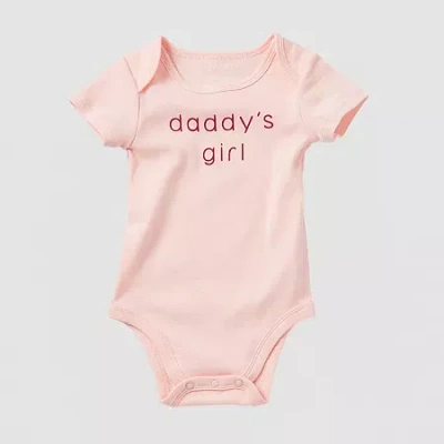 Okie Dokie Baby Girls Round Neck Short Sleeve Rib Bodysuit In Pink
