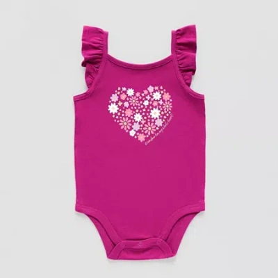 Okie Dokie Baby Girls Round Neck Sleeveless Bodysuit In Red