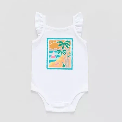 Okie Dokie Baby Girls Round Neck Sleeveless Bodysuit In White