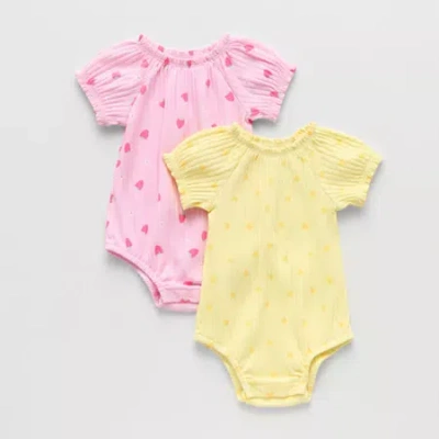 Okie Dokie Baby Girls Short Sleeve 2-pc. Romper In Gold