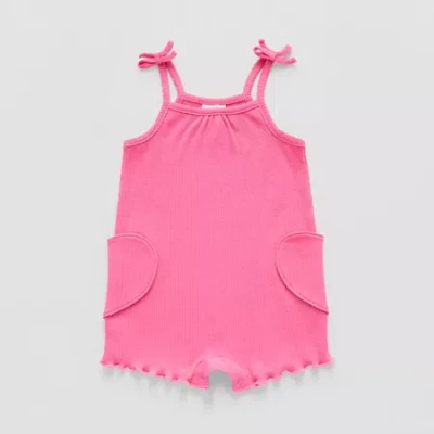 Okie Dokie Baby Girls Sleeveless Romper In Pink