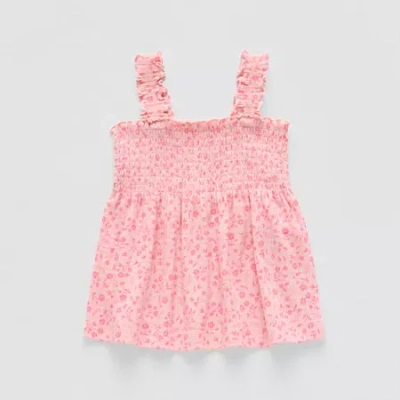 Okie Dokie Baby Girls Square Neck Sleeveless Tank Top In Pink