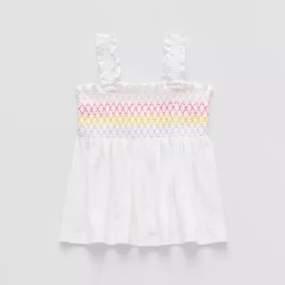 Okie Dokie Baby Girls Square Neck Sleeveless Tank Top In White
