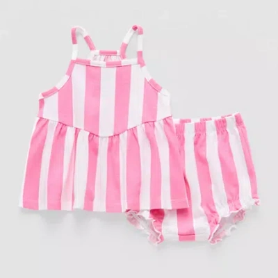 Okie Dokie Baby Girls Striped 2-pc. Dress Set In Pink