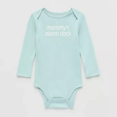 Okie Dokie Baby Unisex Crew Neck Long Sleeve Rib Bodysuit In Blue