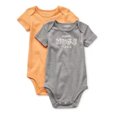 Okie Dokie Baby Unisex Crew Neck Short Sleeve Rib 2-pc. Bodysuit In Gray