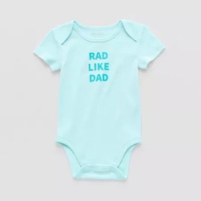 Okie Dokie Baby Unisex Crew Neck Short Sleeve Rib Bodysuit In Blue