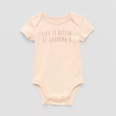 Okie Dokie Baby Unisex Crew Neck Short Sleeve Rib Bodysuit In Orange