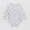 Okie Dokie Baby Unisex Round Neck Long Sleeve Bodysuit In Gray