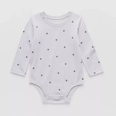 Okie Dokie Baby Unisex Round Neck Long Sleeve Bodysuit In Gray
