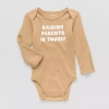 Okie Dokie Baby Unisex Round Neck Long Sleeve Rib Bodysuit In Brown