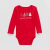 Okie Dokie Baby Unisex Round Neck Long Sleeve Rib Bodysuit In Red