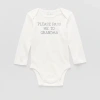 Okie Dokie Baby Unisex Round Neck Long Sleeve Rib Bodysuit In White