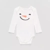 Okie Dokie Baby Unisex Round Neck Long Sleeve Rib Bodysuit In White