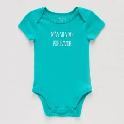 Okie Dokie Baby Unisex Round Neck Short Sleeve Rib Bodysuit In Blue