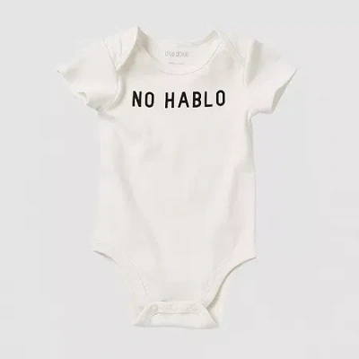 Okie Dokie Baby Unisex Round Neck Short Sleeve Rib Bodysuit In White