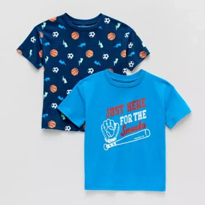 Okie Dokie Kids' Boys Crew Neck Short Sleeve Regular Fit 2-pc. Graphic T-shirt In Blue