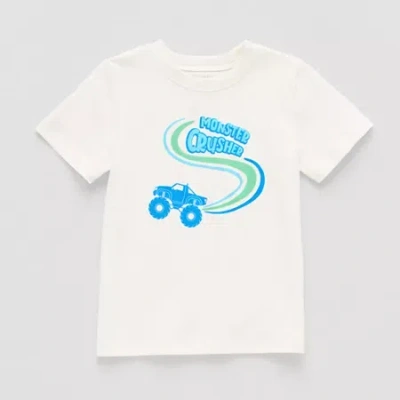 Okie Dokie Boys Crew Neck Short Sleeve Regular Fit Graphic T-shirt In White