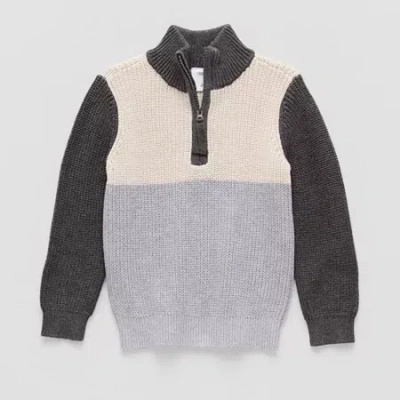 Okie Dokie Boys Mock Neck Long Sleeve Quarter-zip Pullover Sweater In Gray