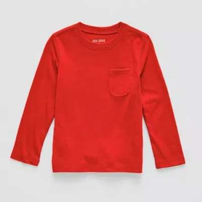 Okie Dokie Boys Round Neck Long Sleeve T-shirt In Red