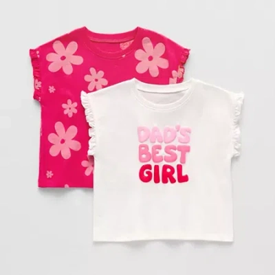 Okie Dokie Girls Round Neck Short Sleeve Regular Fit Graphic T-shirt In Pink