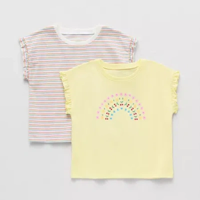 Okie Dokie Girls Round Neck Short Sleeve Regular Fit Graphic T-shirt In Yellow