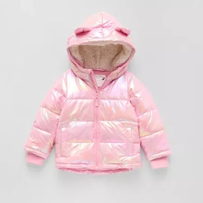 Okie Dokie Babies' Girls Water Resistant Heavyweight Puffer Jacket In Pink