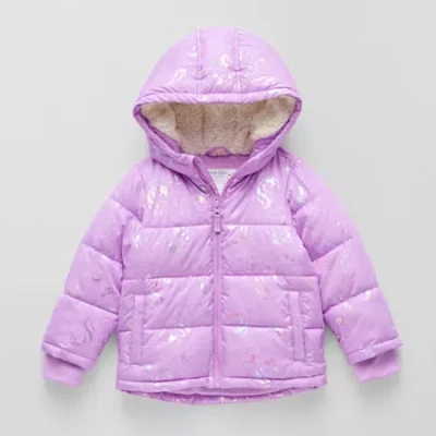 Okie Dokie Babies' Girls Water Resistant Heavyweight Puffer Jacket In Purple
