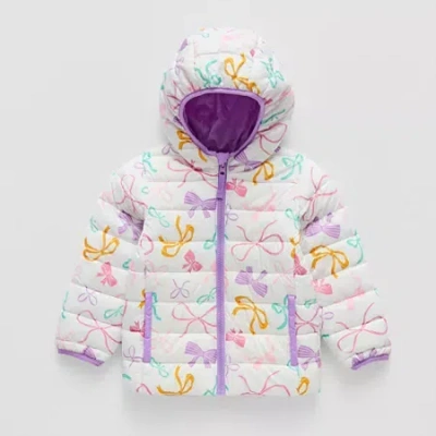 Okie Dokie Babies' Reversible Girls Water Resistant Midweight Puffer Jacket In Purple