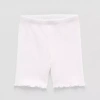 Okie Dokie Rib-knit Lettuce-edge Toddler & Little Girls Bike Short In White
