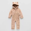 Okie Dokie Sherpa Baby Boys Long Sleeve Jumpsuit In Sand