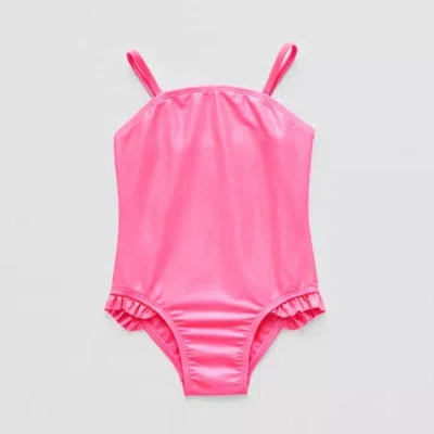 Okie Dokie Shimmer Toddler Girls One Piece Swimsuit In Pink