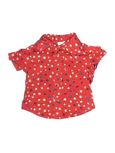 Pre-owned Okie Dokie Babies' Short Sleeve Button Down Shirt In Red