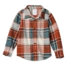 Okie Dokie Soft Knit Plaid Toddler & Little Boys Long Sleeve Cuffed Regular Fit Button-down Shirt In Brown