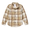 Okie Dokie Soft Knit Plaid Toddler & Little Boys Long Sleeve Cuffed Regular Fit Button-down Shirt In Sand