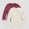 Okie Dokie Textured Knit Toddler & Little Boys Crew Neck Long Sleeve 2-pc. T-shirt In Sand