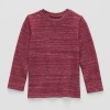 Okie Dokie Textured Knit Toddler & Little Boys Crew Neck Long Sleeve T-shirt In Red