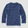 Okie Dokie Textured Knit Toddler & Little Boys Crew Neck Long Sleeve T-shirt In Blue