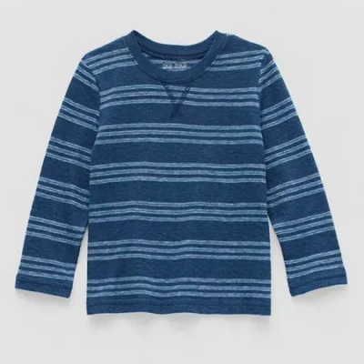 Okie Dokie Textured Knit Toddler & Little Boys Crew Neck Long Sleeve T-shirt In Blue