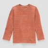 Okie Dokie Textured Knit Toddler & Little Boys Crew Neck Long Sleeve T-shirt In Brown