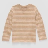 Okie Dokie Textured Knit Toddler & Little Boys Crew Neck Long Sleeve T-shirt In Brown