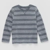 Okie Dokie Textured Knit Toddler & Little Boys Crew Neck Long Sleeve T-shirt In Gray