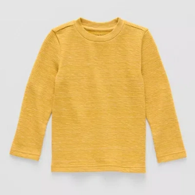 Okie Dokie Textured Knit Toddler & Little Boys Crew Neck Long Sleeve T-shirt In Yellow