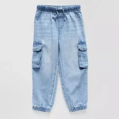 Okie Dokie Toddler & Little Boys Adjustable Waist Jogger Denim Jean In Blue