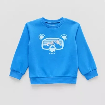 Okie Dokie Toddler & Little Boys Crew Neck Fleece Long Sleeve Sweatshirt In Blue